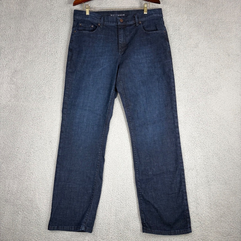 Mott & Bow Straight Jeans Mens 35x32 Dark Blue Wash
